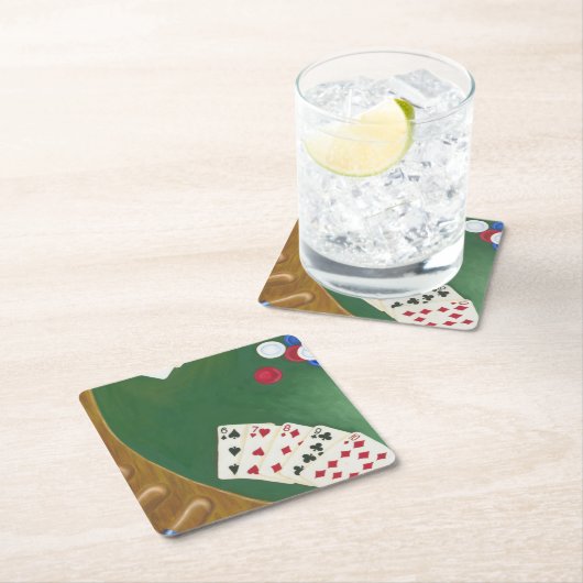 勝利ポーカーの持ち札6から10 スクエアペーパーコースター (インサイチュ)