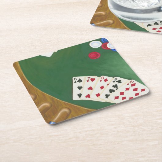 勝利ポーカーの持ち札6から10 スクエアペーパーコースター (アングル)
