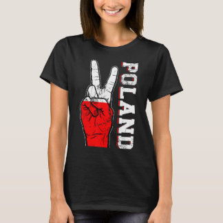 勝利動揺して2本指ポーランド国旗パトリオ Tシャツ