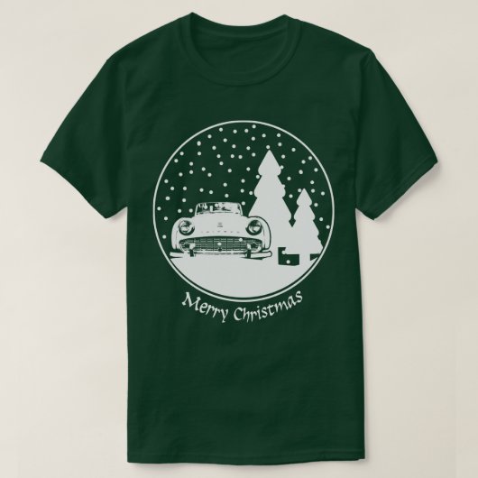 勝利TR3 1950s英国のクラシッククリスマス雪g Tシャツ (デザイン正面)