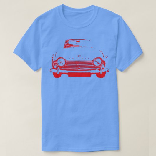 勝利TR4A 1960s英国のクラシックモノブロック赤 Tシャツ (デザイン正面)