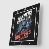 勝者がランナやめーモチベーション スクエア壁時計 (傾斜)