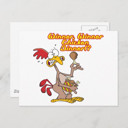勝者のチキンディナーの皮肉なユーモア ポストカード (正面/裏面)