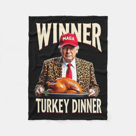 勝者のトルコのディナーおもしろいトランプ フリースブランケット (正面)