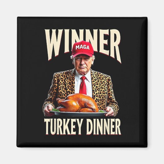 勝者のトルコのディナーおもしろいトランプ マグネット (正面)