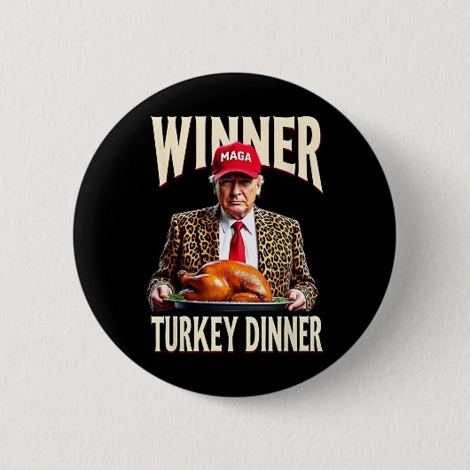 勝者のトルコのディナーおもしろいトランプ 缶バッジ (正面)