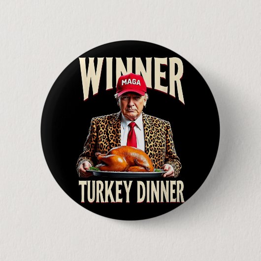 勝者のトルコのディナーおもしろいトランプ 缶バッジ (正面)