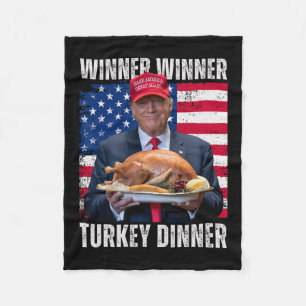 勝者の勝者トルコのディナーユーモアおもしろいトランプ フリースブランケット