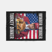 勝者の勝者トルコのディナーユーモアおもしろいトランプ フリースブランケット (正面(横))