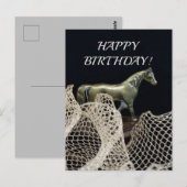 勝者の誕生日に贈る金の馬の彫刻 ポストカード (正面/裏面)
