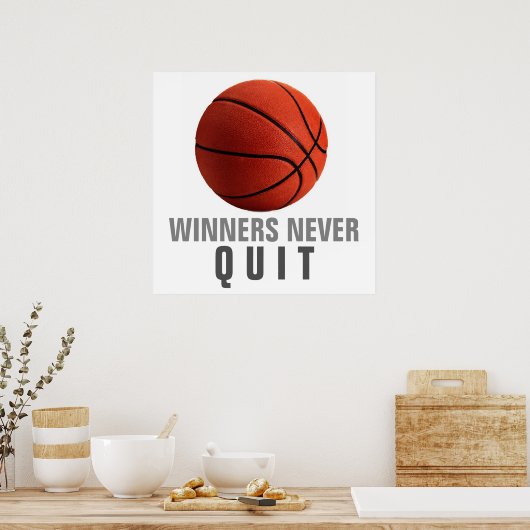 勝者は決してバスケッやめトボールのアートワークのポスター ポスター (キッチン)