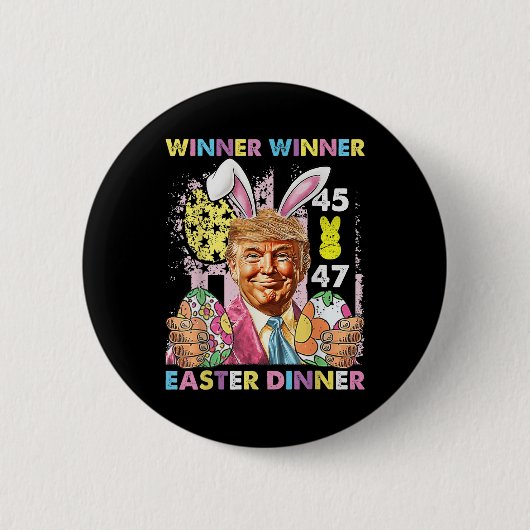 勝者イースターディナーおもしろいトランプハッピーイースト 缶バッジ (正面)