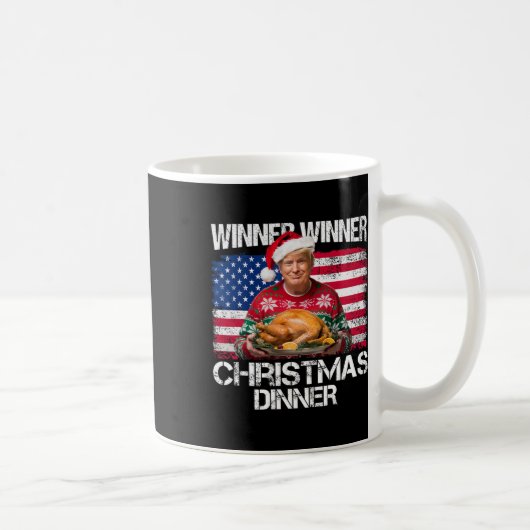 勝者クリスマスディナーおもしろいサンタトランプC コーヒーマグカップ (右)
