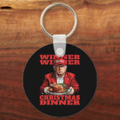 勝者クリスマスディナーおもしろいトランプクリスマスSa キーホルダー (正面)