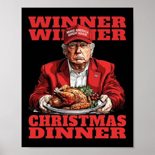 勝者クリスマスディナーおもしろいトランプクリスマスSa ポスター (正面)