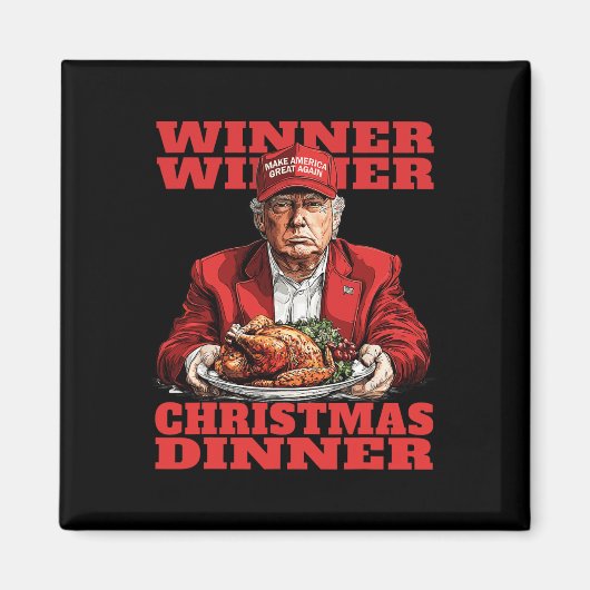 勝者クリスマスディナーおもしろいトランプクリスマスSa マグネット (正面)