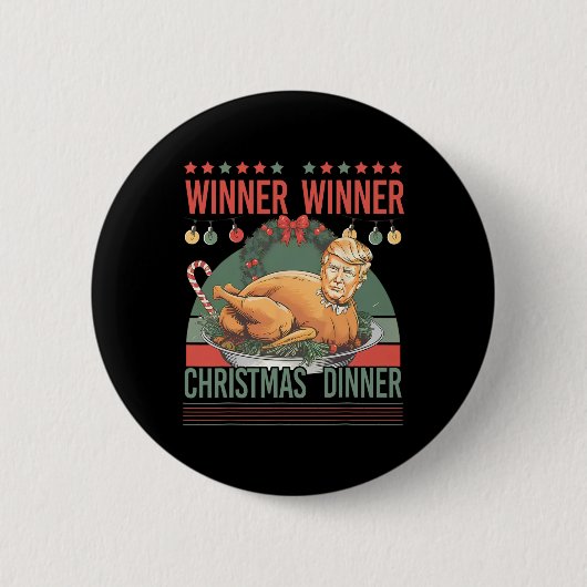 勝者クリスマスディナーおもしろいトランプトルコ 缶バッジ (正面)