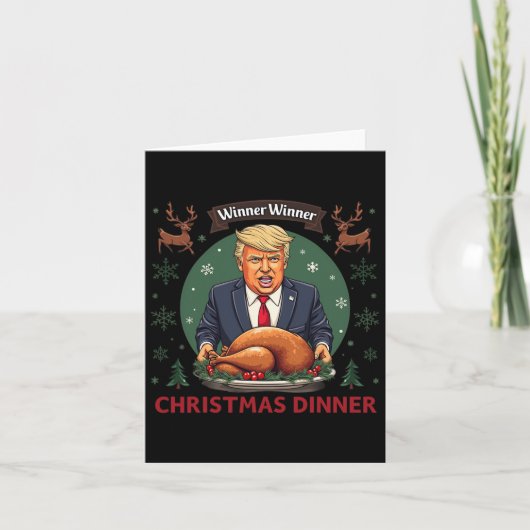 勝者クリスマスディナーサンタトランプ醜いSw カード (正面)
