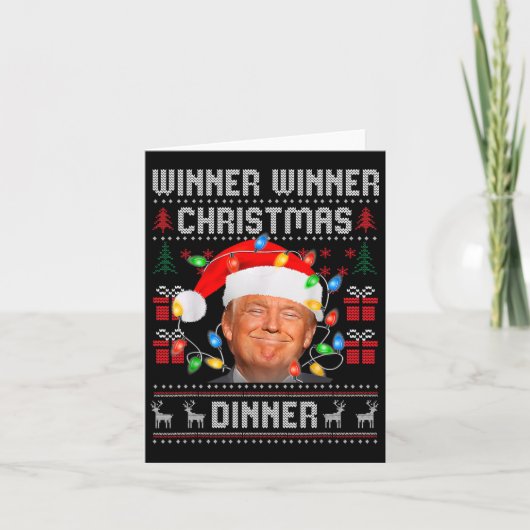 勝者クリスマスディナーサンタトランプ醜いSw カード (正面)