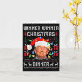 勝者クリスマスディナーサンタトランプ醜いSw カード (黄色い花)