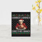 勝者クリスマスディナーサンタトランプ醜いSw カード (黄色い花)