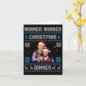 勝者クリスマスディナーサンタトランプ醜いSw カード (黄色い花)