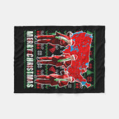 勝者クリスマスディナーサンタトランプ醜いSw フリースブランケット (正面(横))