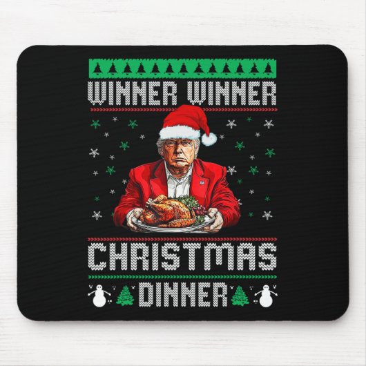 勝者クリスマスディナーサンタトランプ醜いSw マウスパッド (正面)