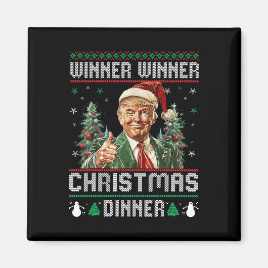 勝者クリスマスディナーサンタトランプ醜いSw マグネット (正面)