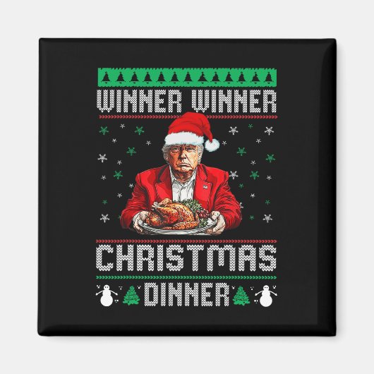 勝者クリスマスディナーサンタトランプ醜いSw マグネット (正面)