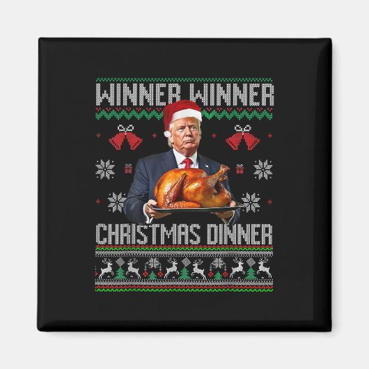 勝者クリスマスディナーサンタトランプ醜いSw マグネット (正面)