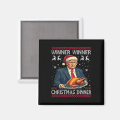 勝者クリスマスディナーサンタトランプ醜いSw マグネット (正面/裏面)