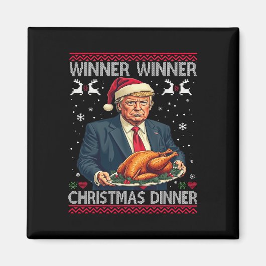勝者クリスマスディナーサンタトランプ醜いSw マグネット (正面)