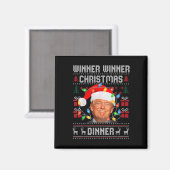 勝者クリスマスディナーサンタトランプ醜いSw マグネット (正面/裏面)