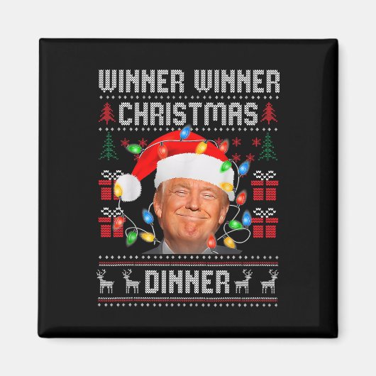 勝者クリスマスディナーサンタトランプ醜いSw マグネット (正面)