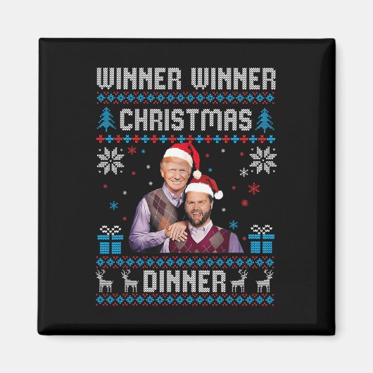 勝者クリスマスディナーサンタトランプ醜いSw マグネット (正面)