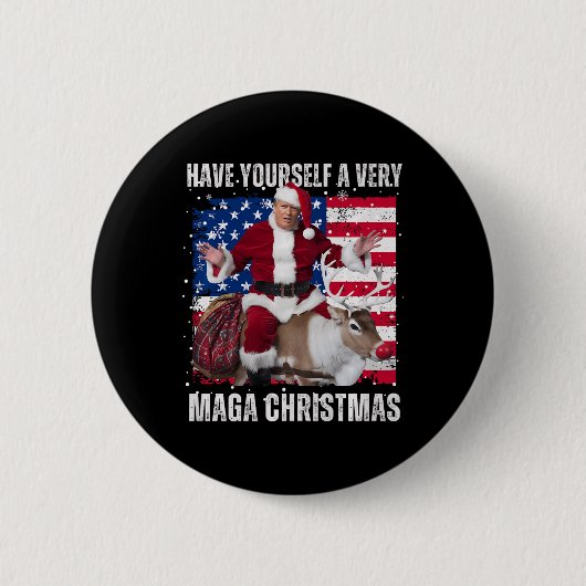 勝者クリスマスディナーサンタトランプ醜いSw 缶バッジ (正面)