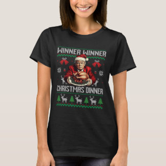 勝者クリスマスディナーサンタトランプ醜いSw Tシャツ