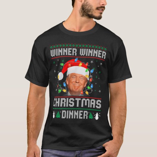 勝者クリスマスディナーサンタトランプ醜いSw Tシャツ (正面)