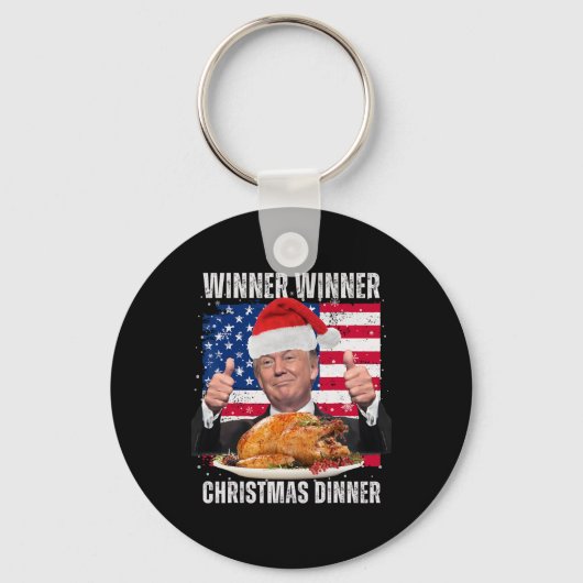 勝者クリスマスディナーユーモアおもしろいトランプX キーホルダー (正面)