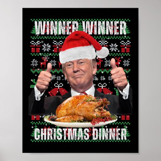 勝者クリスマスディナーユーモアおもしろいトランプX ポスター (正面)