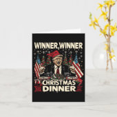 勝者クリスマスディナー感謝のトランプSant カード (黄色い花)
