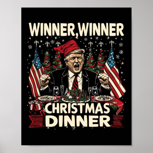 勝者クリスマスディナー感謝のトランプSant ポスター (正面)