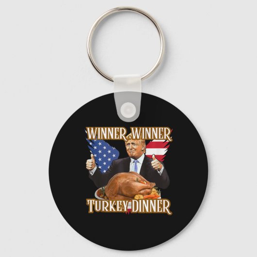 勝者トルコのディナーおもしろいトランプ感謝祭 キーホルダー (正面)