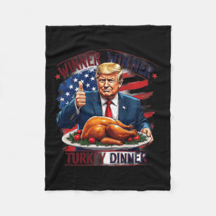 勝者トルコのディナーおもしろいトランプ感謝祭 フリースブランケット