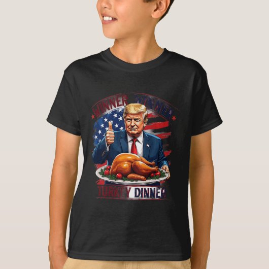 勝者トルコのディナーおもしろいトランプ感謝祭 Tシャツ (正面)
