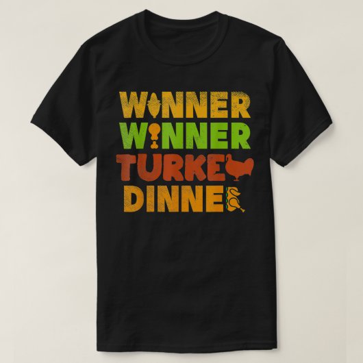 勝者トルコのディナーおもしろい感謝祭ギャンブルゲーム Tシャツ (デザイン正面)