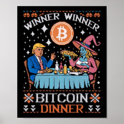 勝者ビットコイン夕食醜いトランプクリスマス汗 ポスター (正面)
