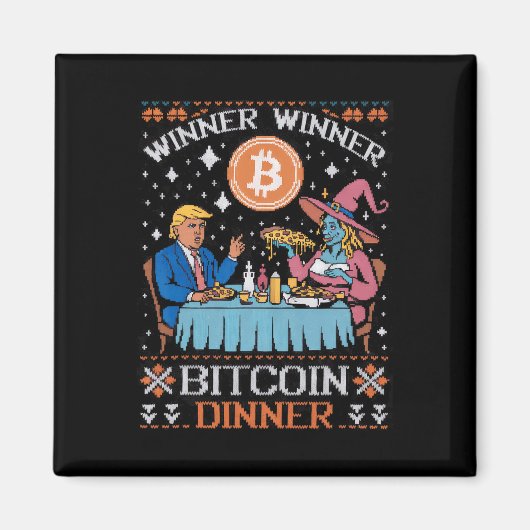 勝者ビットコイン夕食醜いトランプクリスマス汗 マグネット (正面)