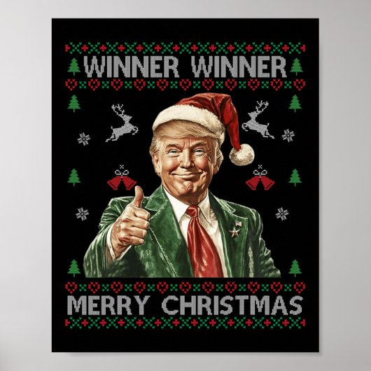 勝者メリークリスマストランプサンタ醜いSwe ポスター (正面)